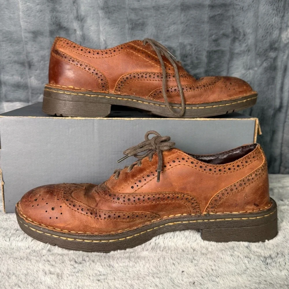 b.o.c. Born Concept Mens Brown Leather Wingtip Oxford Shoes BM5015 Size 9 42.5